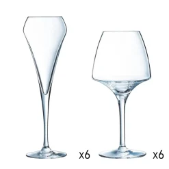 Ensemble 12 pièces Open Up - verre à pied 32cl et flute à Champagne