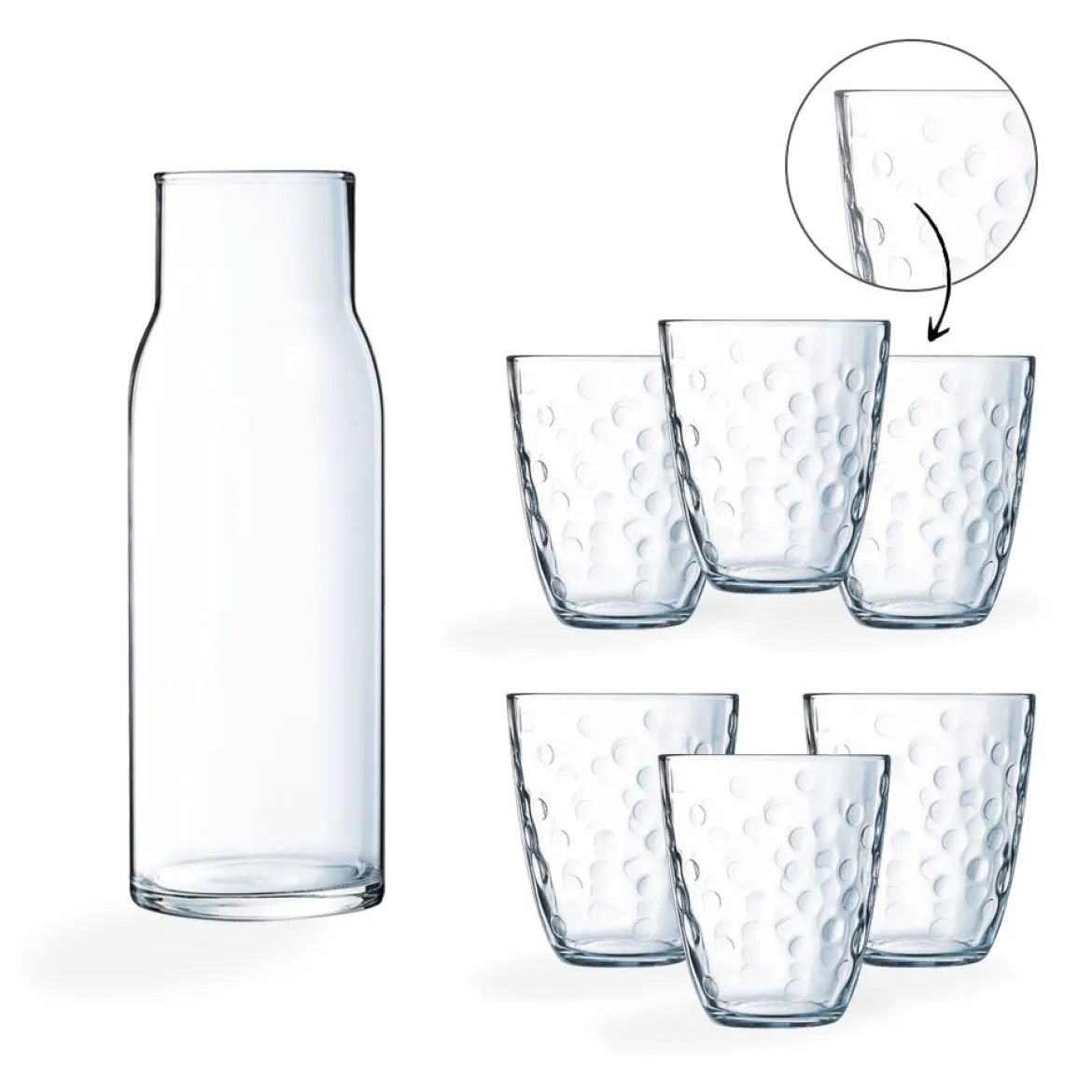 Ensemble carafe Funambule et 6 verres à eau Concepto Bulle 25 cl